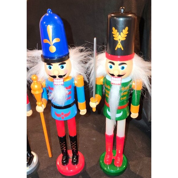 Set Of 4 Nutcracker Figurines With Colorful Uniforms & Hats - Picture 2 of 7